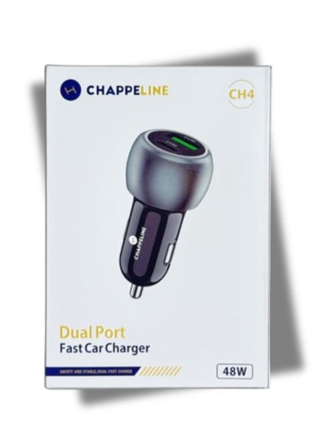 تشابي لاين  CHAPPELINE شاحن سيارة سريع بمنفذين 48 واط، موديل 9958، USB-C و USB-A، شحن سريع ثنائي - Image 3